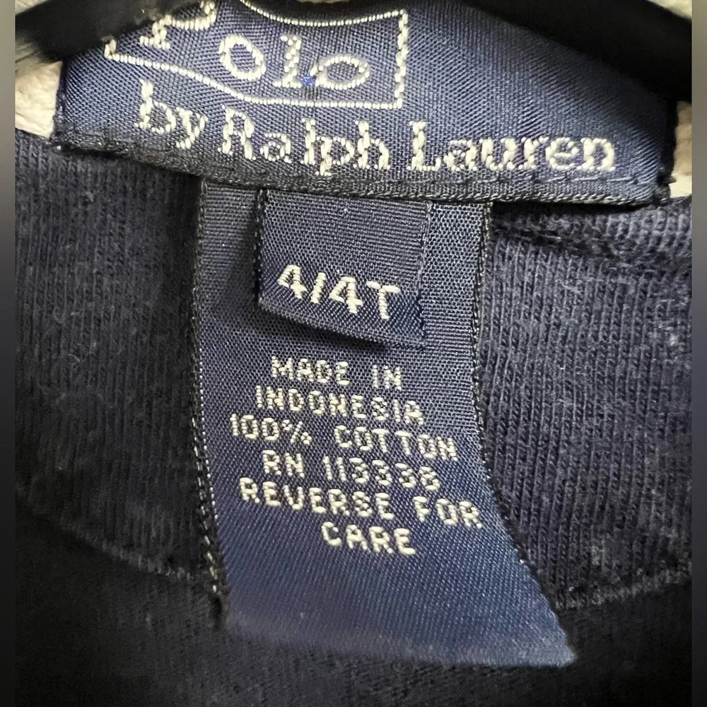 Ralph Lauren Kids Polo‎ Shirt with White Collar and Stripes- Size:4/4T